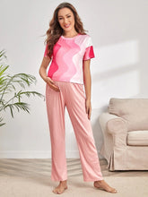 Load image into Gallery viewer, Maternity Colorblock Tee & Adjustable Elastic Waist Pants Lounge Set