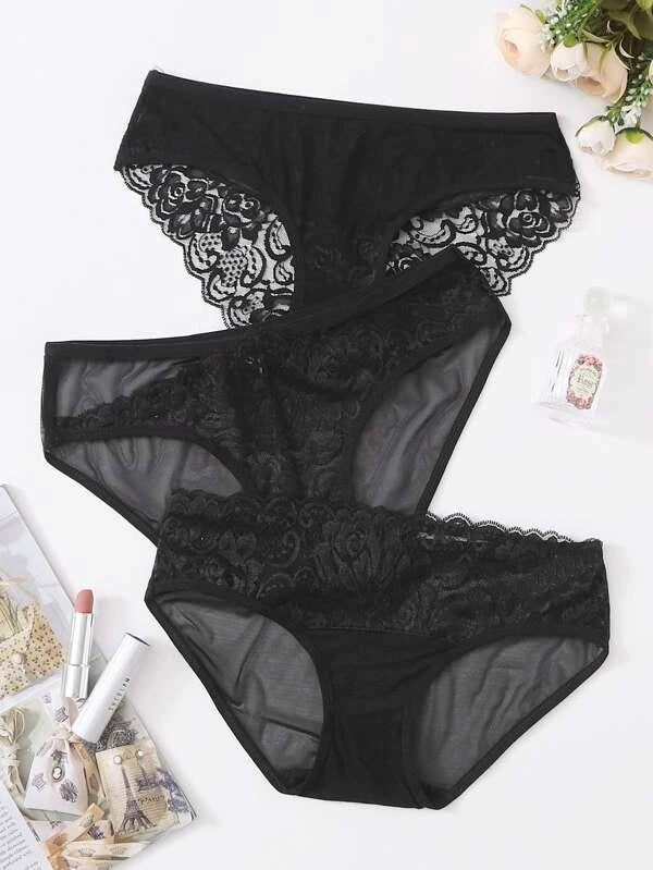pack of 3  Floral Lace Panty Set