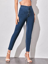 Load image into Gallery viewer, High-Waisted Cropped Skinny Jeans -Dark Wash
