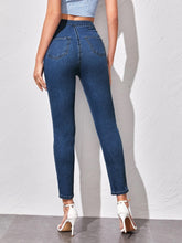Load image into Gallery viewer, High-Waisted Cropped Skinny Jeans -Dark Wash
