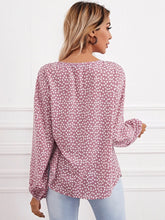 Load image into Gallery viewer, Ditsy Floral Top, Tie Neck Lantern Sleeve
