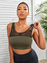 Load image into Gallery viewer, Plus Medium Support  Lace Cut Out Back Sports Bra
