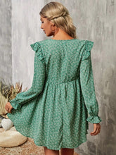 Load image into Gallery viewer, Ditsy Floral Ruffle Trim Flounce Sleeve Dress
