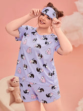 Load image into Gallery viewer, Panda And Letter Graphic PJ Set With Eye Mask
