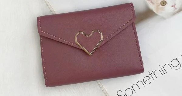 Heart Decor Flap Small Wallet