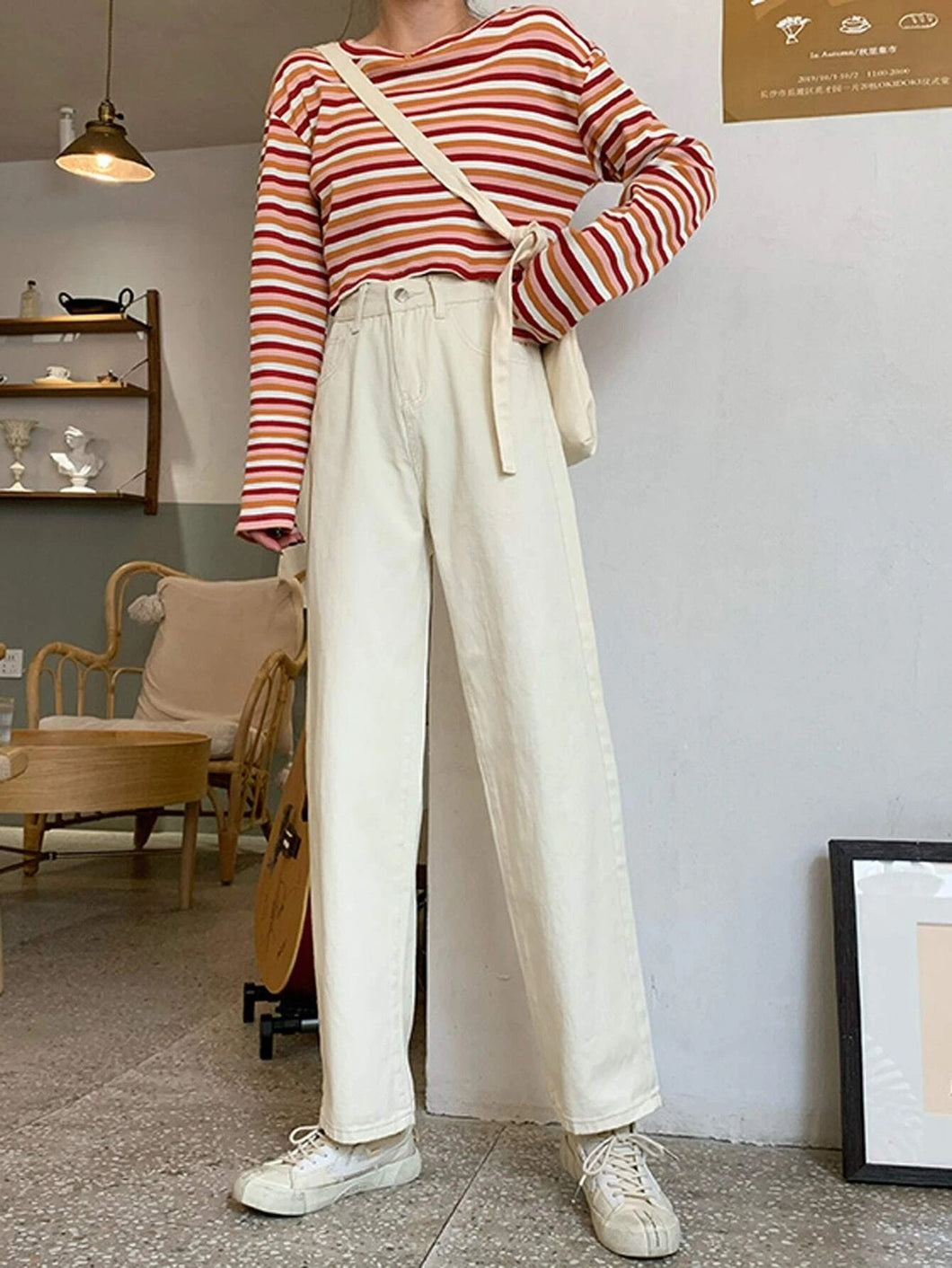 Solid Straight Leg Jeans -Apricot