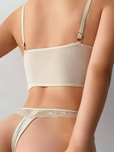 Load image into Gallery viewer, Contrast Lace Underwire Lingerie Set -Apricot
