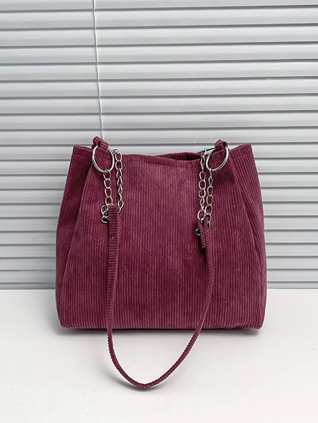 Corduroy Snap Button Bucket Bag