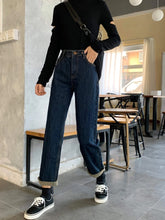 Load image into Gallery viewer, High Waist Straight Leg Jeans- Dark Wash
