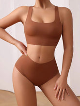 Load image into Gallery viewer, Plain No Show Lingerie Set -Brown
