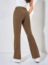 Load image into Gallery viewer, PETITE High Waist Flare Leg Jeans- Coffee Brown
